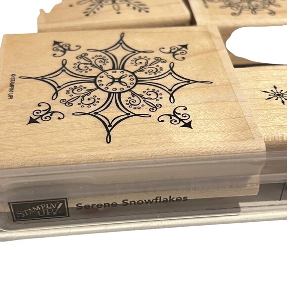 Stampin Up! Serene Snowflakes Rubber Wood-Mounted Stamps Set Of 4 - Picture 2 of 3